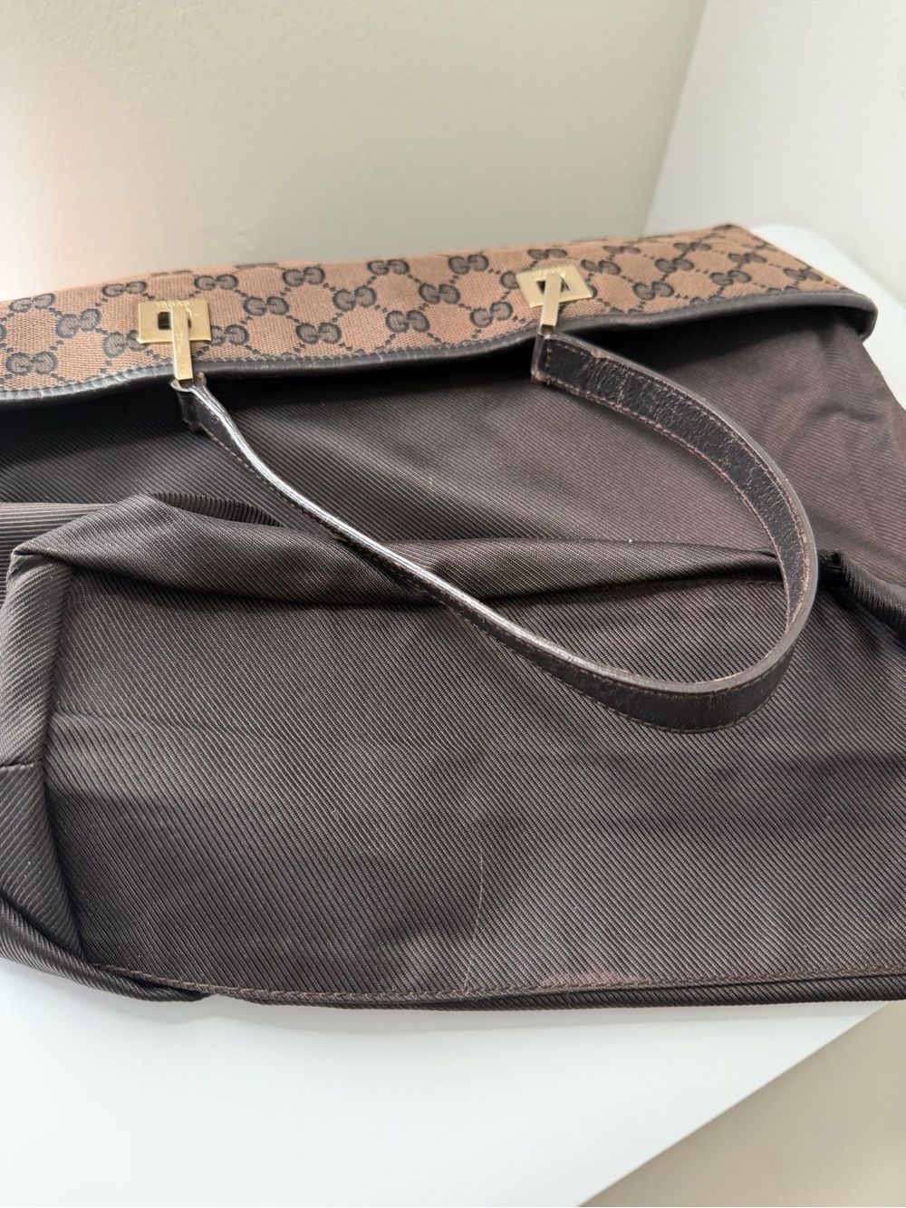 Authentic Gucci Brown and Black GG Canvas Tote - Picture 8 of 16